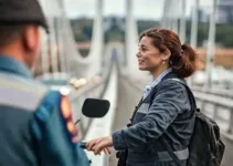 agente de trânsito arremessado de viaduto